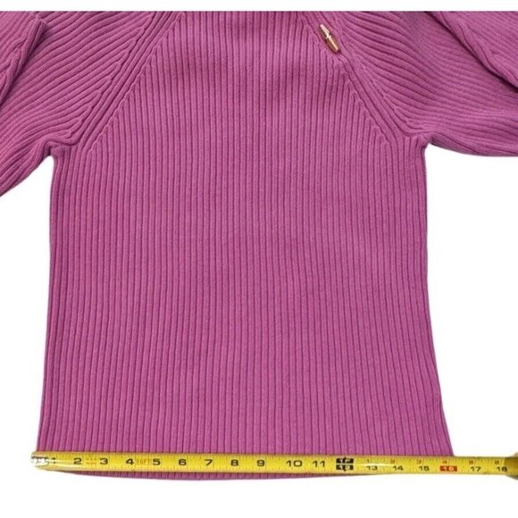 LAUREN RALPH LAUREN Pink Ribbed Turtleneck Sweater Women Medium Gold‎ Buttons - Picture 14 of 15
